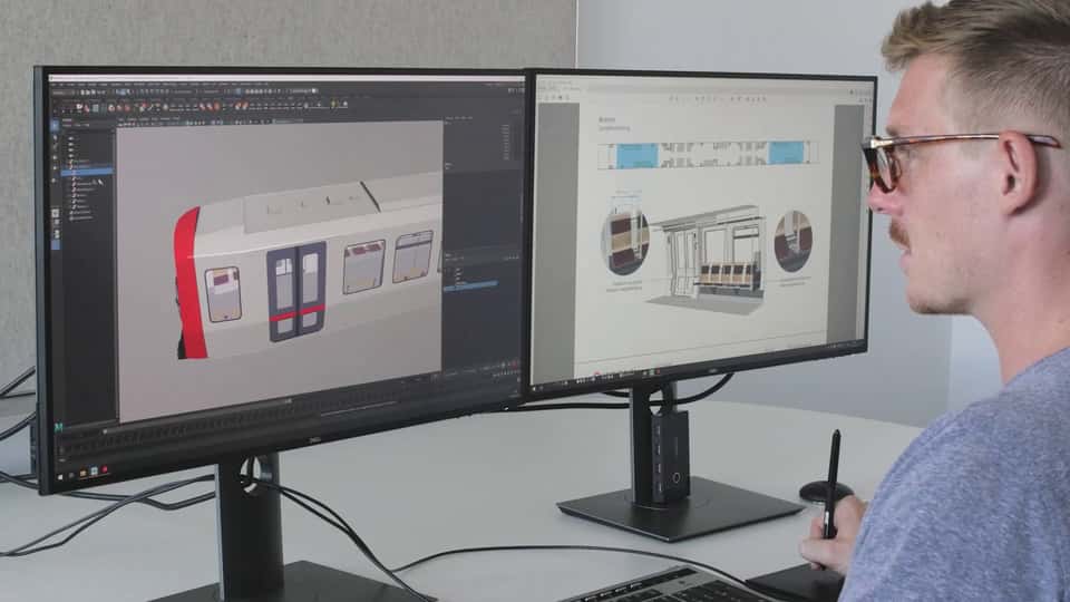 3D transport model development on dual-monitor workstation